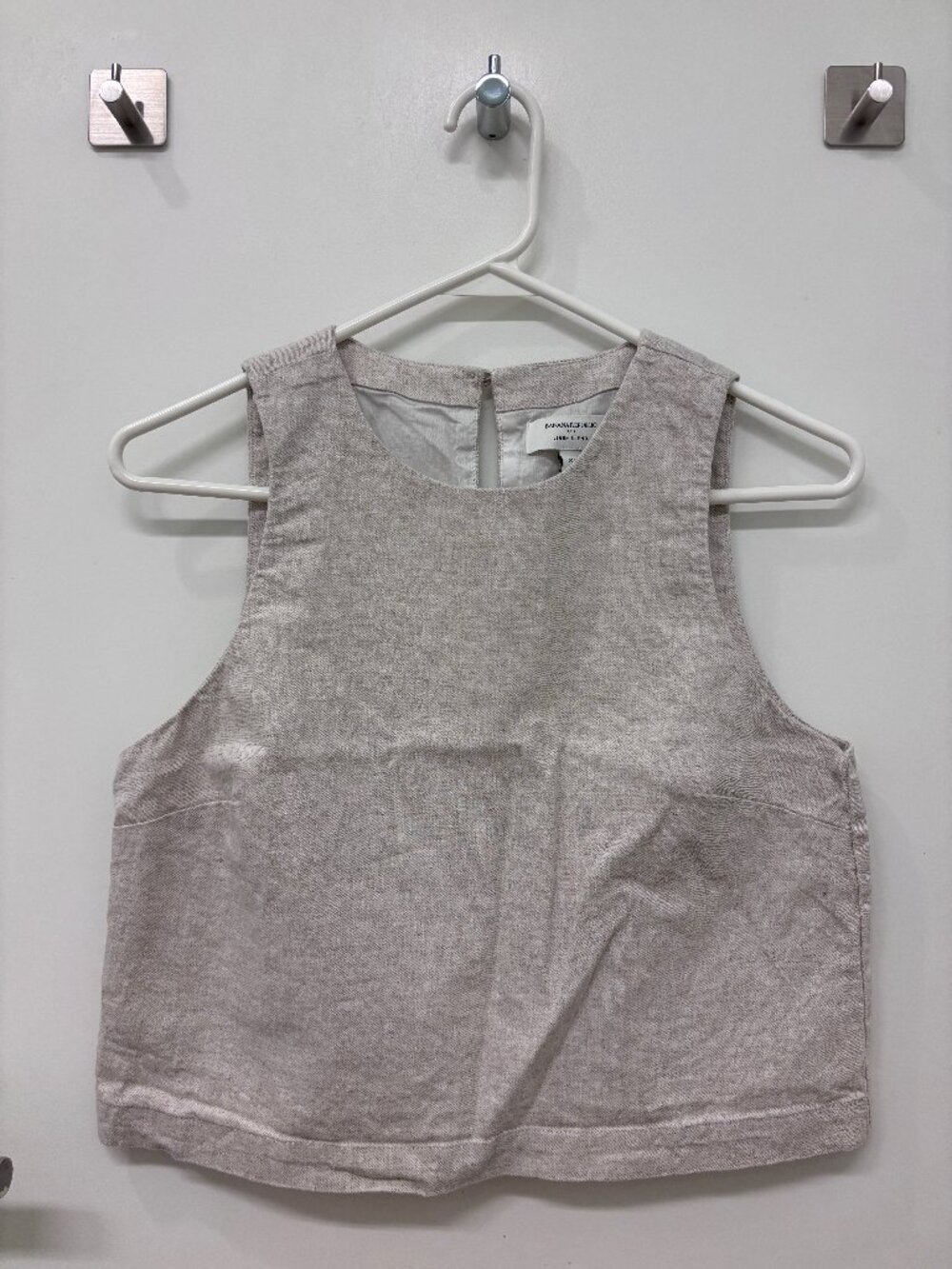 Banana Republic Factory Women's Linen-Blend Cropped Shell Tan Flax Size XS
